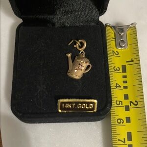 Gold Teapot Charm 14KT Whimsical Accessory